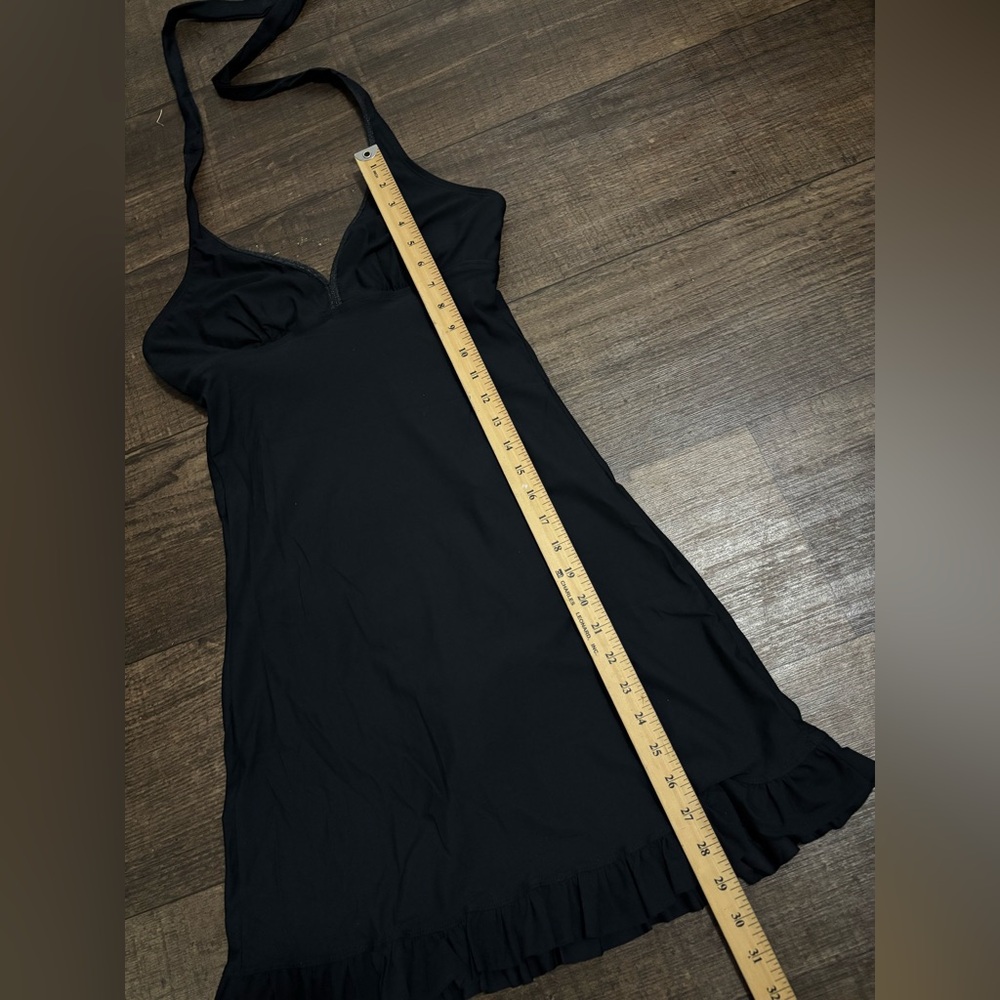Spanx Assets by Sara Blakely One Piece Black Ruffle Halter Swim Dress L - Picture 6 of 9